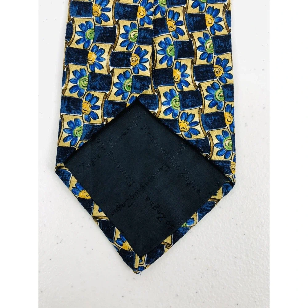 Ermenegildo Zegna Tie Disegno Esclusivo Flowers Multicolor 100% Silk Made Italy
